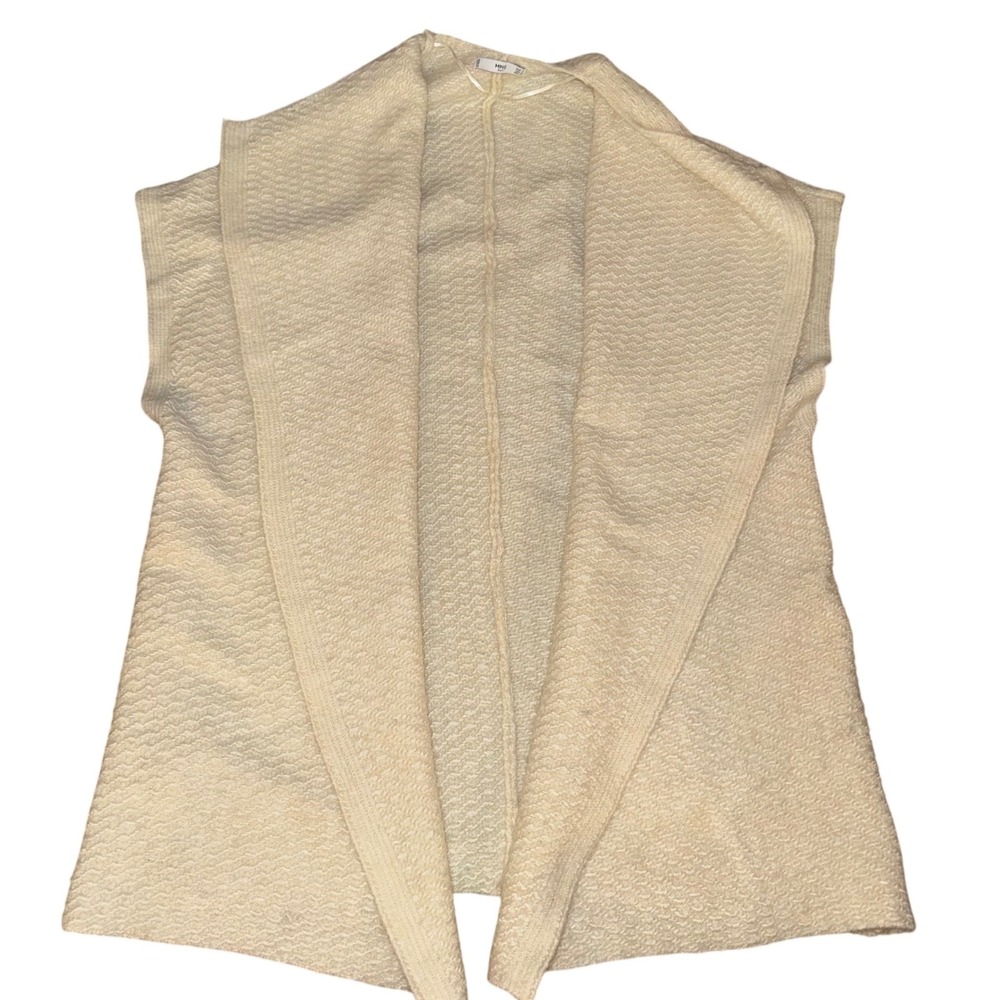 MNG Suit Cream Textured Knit Vest Sleeveless‎ Mock Neck